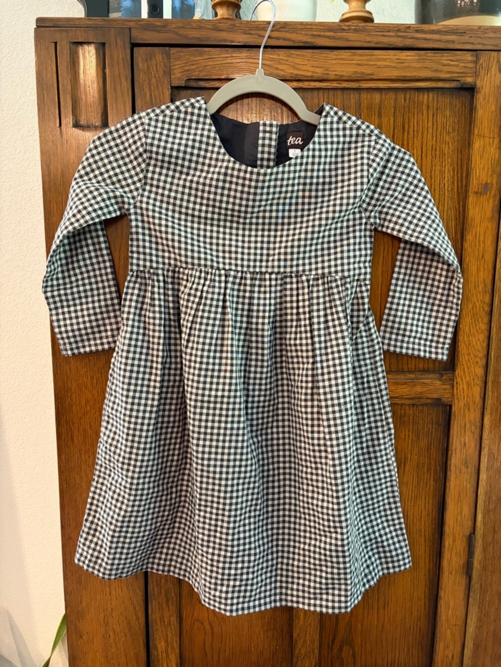 Tea Collection size 6 dress bundle.  Black and White Gingham Long-Sleeve Dress.
